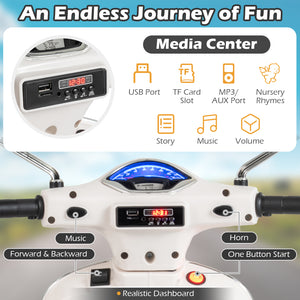 Children's toy vehicle with media center features and dashboard display.