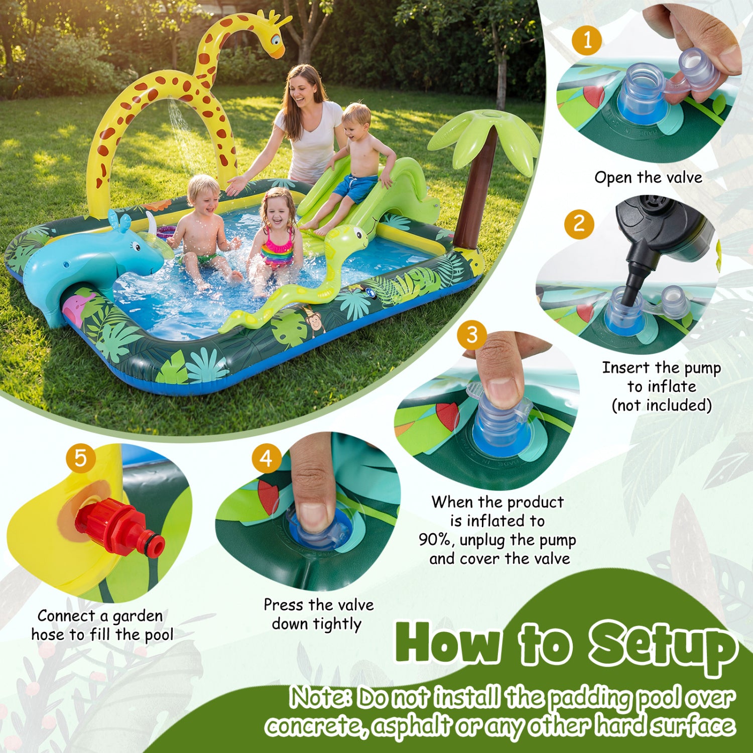 Outdoor water play center for kids backyard