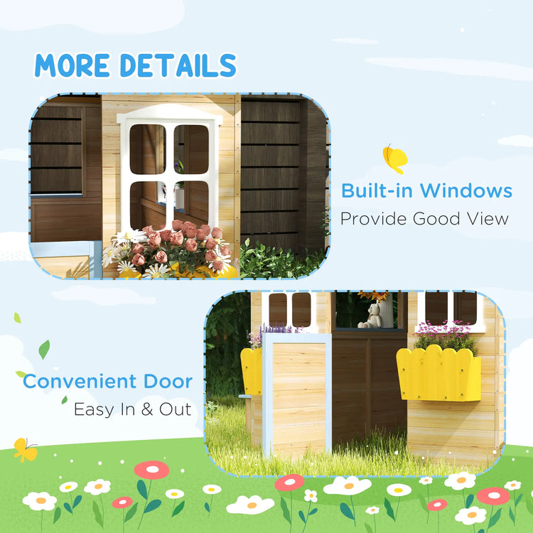 Outdoor playhouse for garden with service area