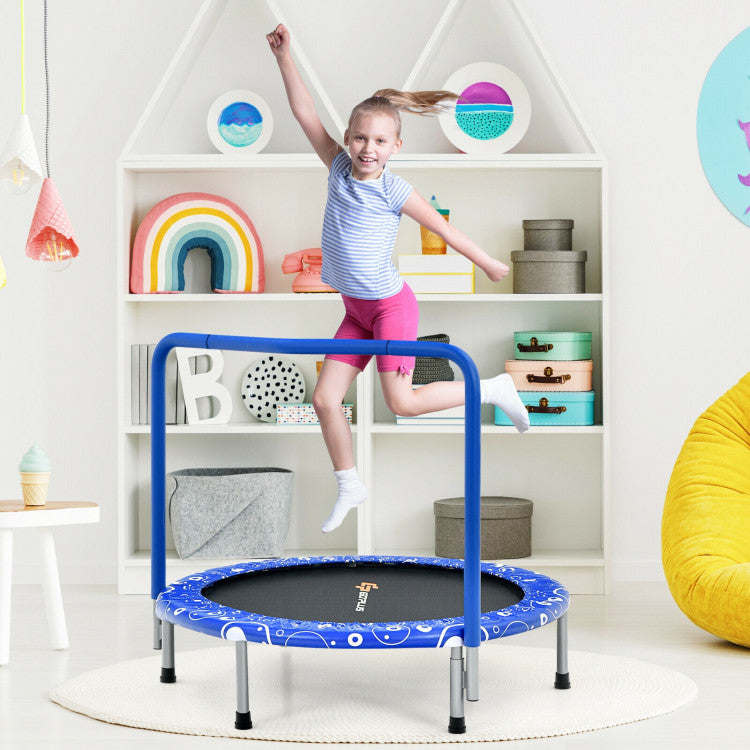 Oval mini trampoline with soft handle