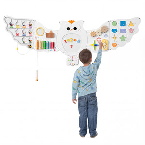 Owl sensory wall panel for fine motor skill and cognitive development