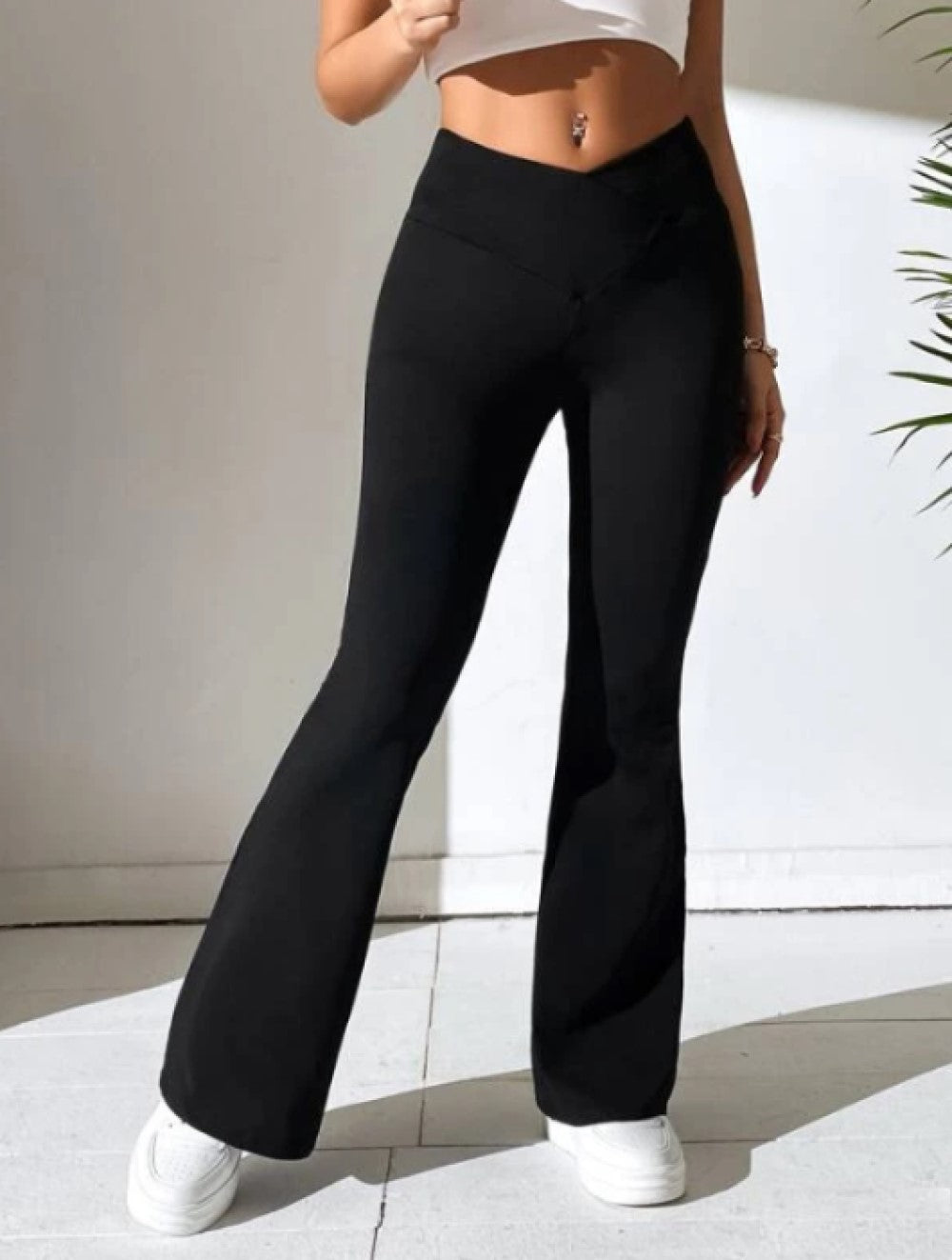 PETITE Solid Flare Leg Pants