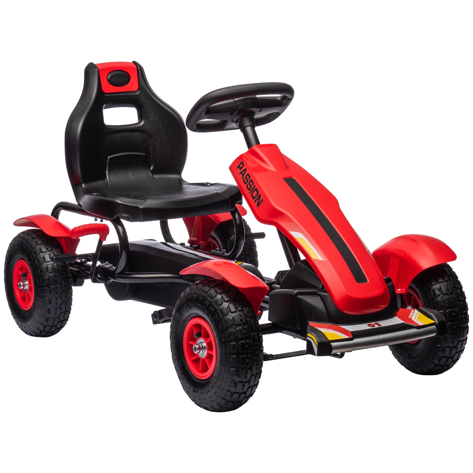 Children’s pedal go kart with adjustable seat for growing kids