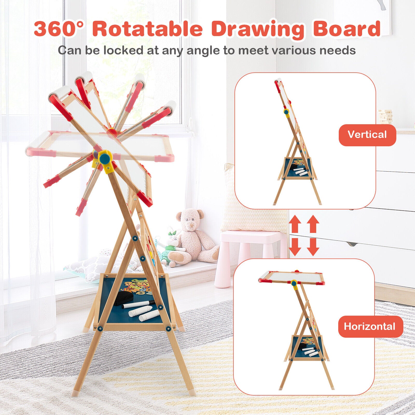 Solid pine wood art board with sturdy triangular frame