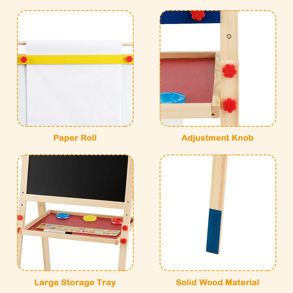 Pine wood art easel with durable triangular frame