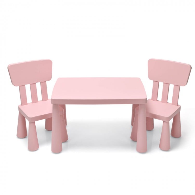 Pink kids table and chair for play and learning