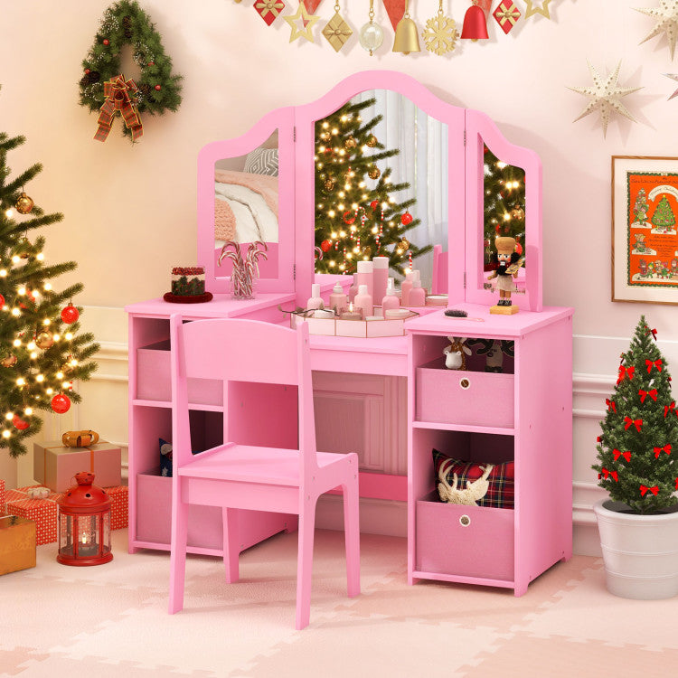 pink-kids-vanity-table-set