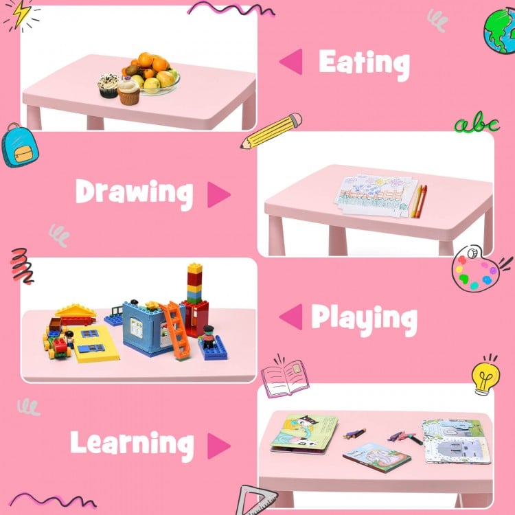 Durable pink activity table for little girls