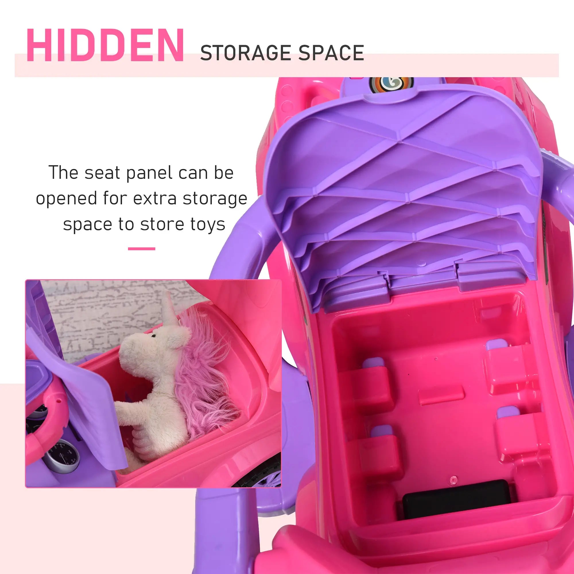 Side view of Aosom pink toddler push car