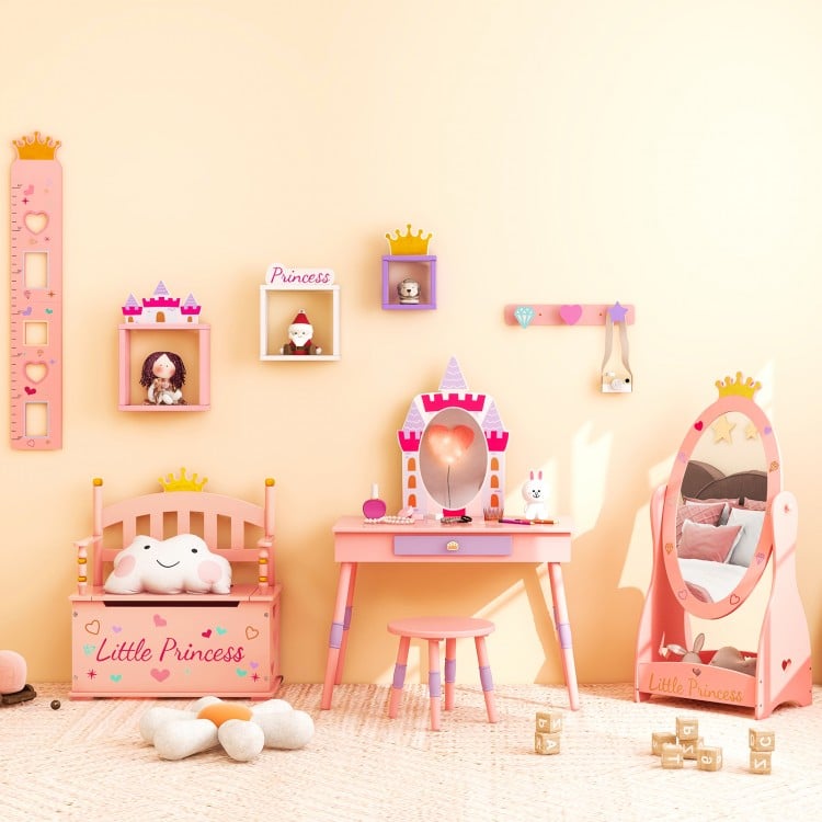 Kids vanity table with accessories and mirror
