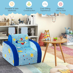 Planet patterned kids sofa chair for playroom décor
