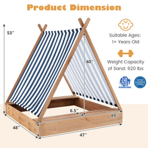 Plastic sandbox with canopy for outdoor play