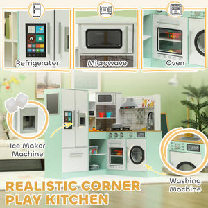 Play kitchen with range hood lights and realistic stove