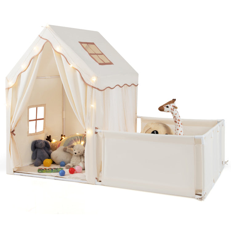 Play tent with star string lights for cozy playtime