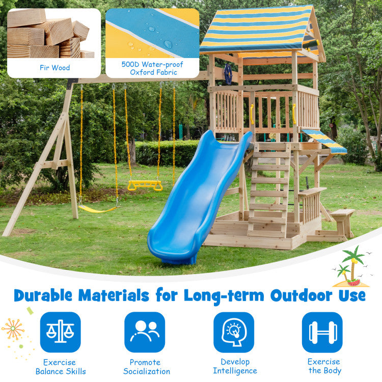 playground climbing dome with slide and snack bench