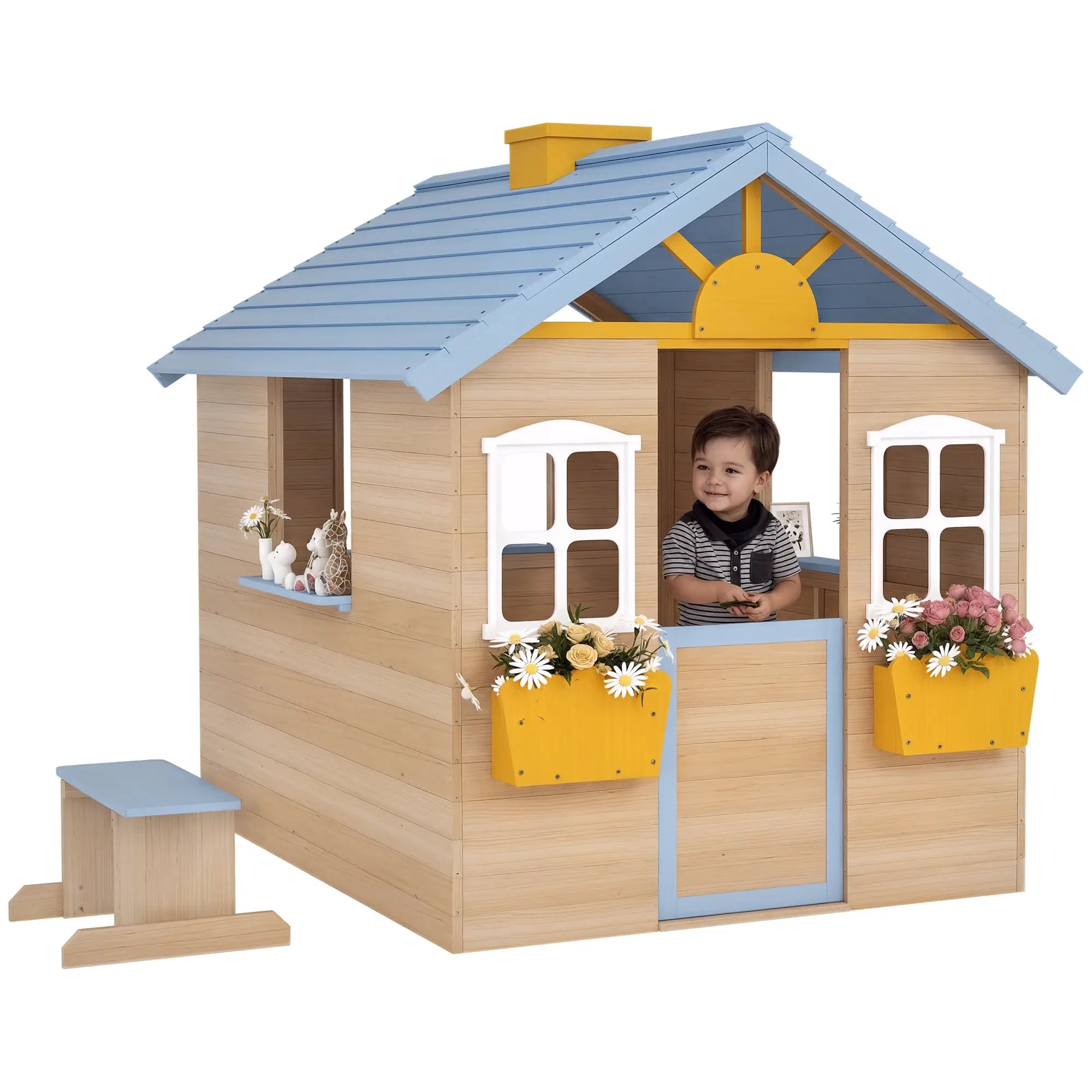 Playhouse with flower pot holder for garden