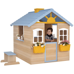 Playhouse with flower pot holder for garden