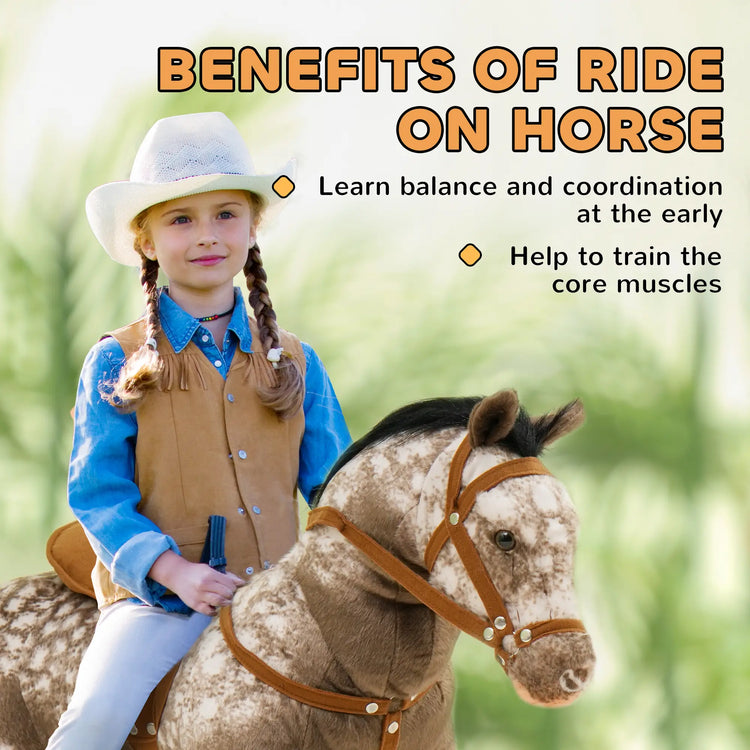 Plush riding horse toy designed for toddlers