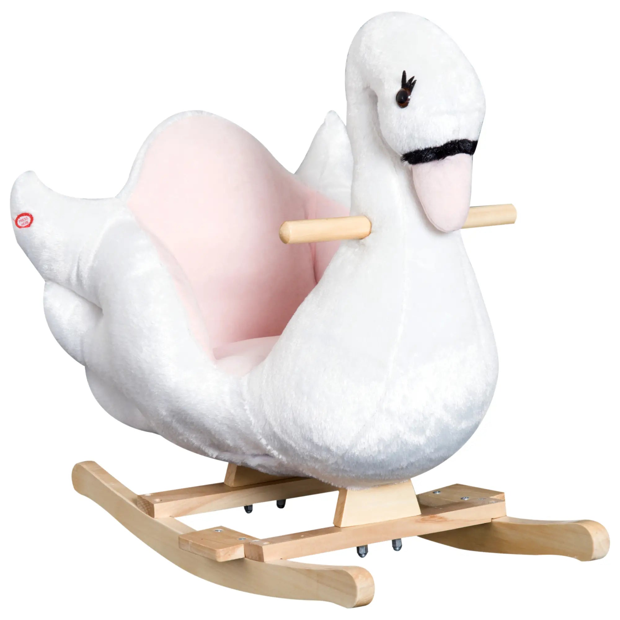 Plush swan rocking chair for kids with soft padding