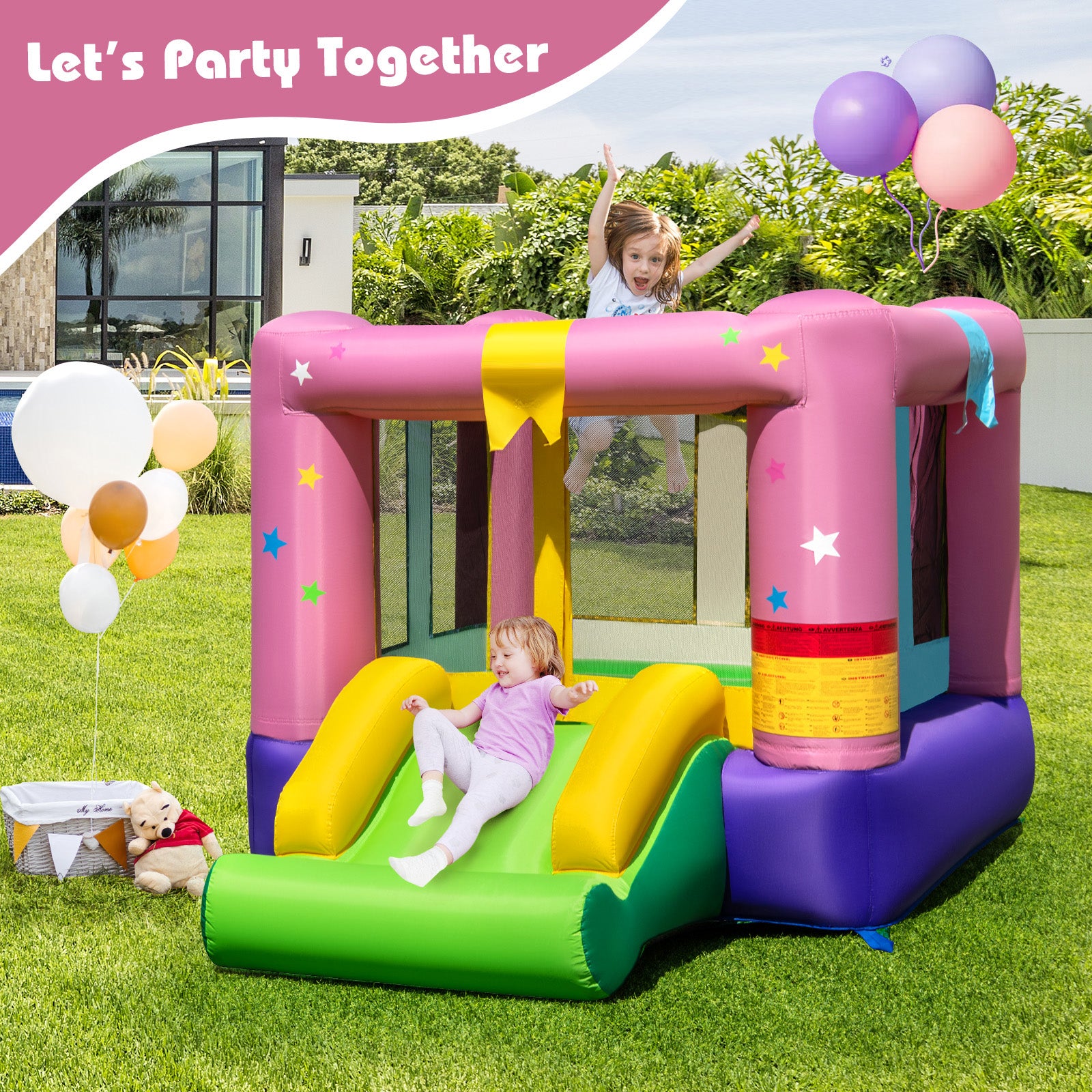 Deflated bounce house packed for storage