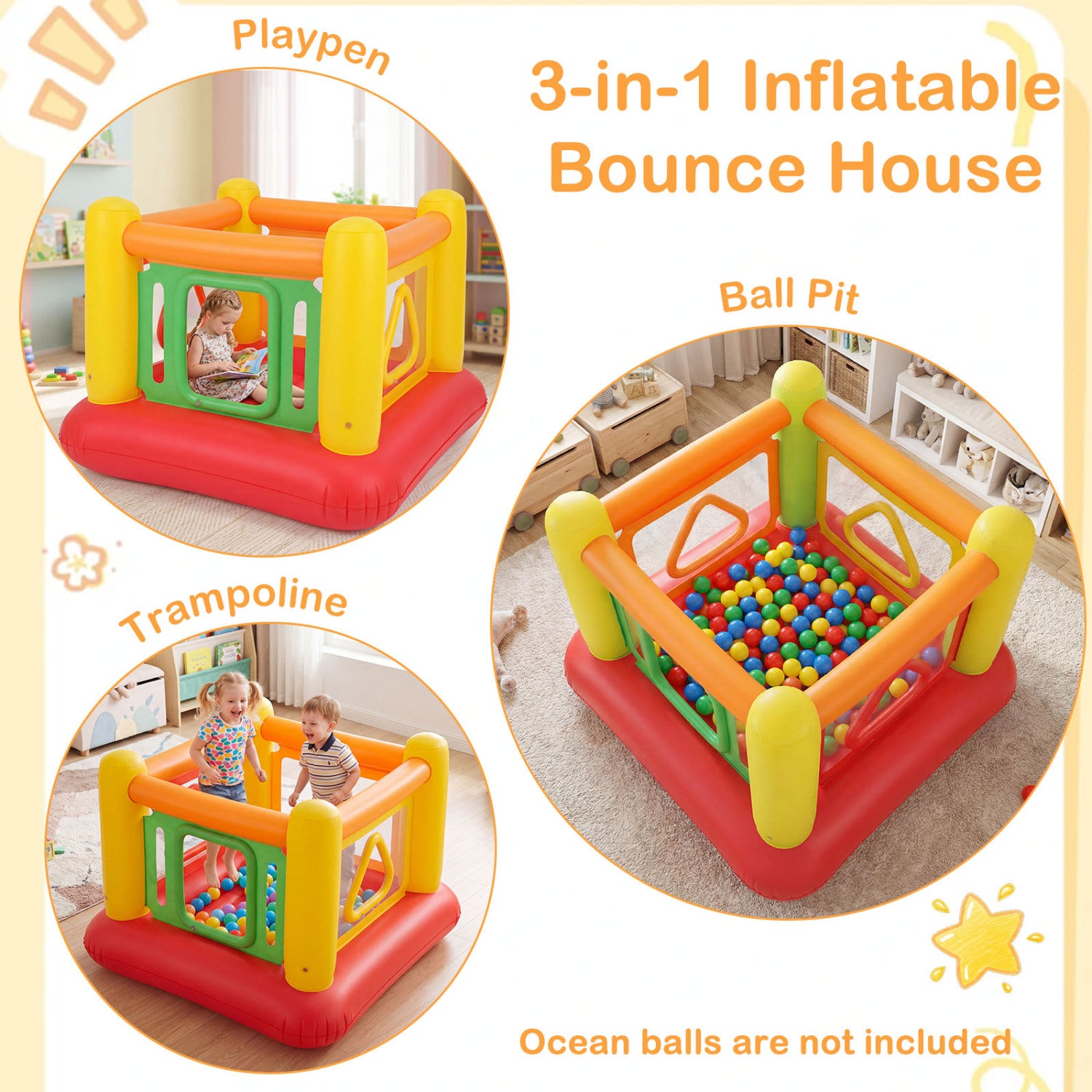 Portable inflatable bounce house for family gatherings
