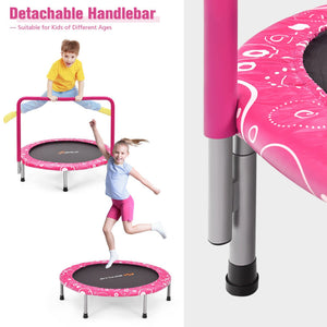 Portable toddler trampoline with handrail