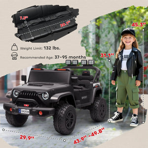 Black Qaba 24V ride-on truck for kids alternative to Barbie Jeep Wrangler