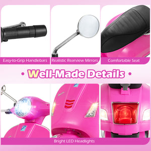 Collage of pink toy scooter features with text on a pink background