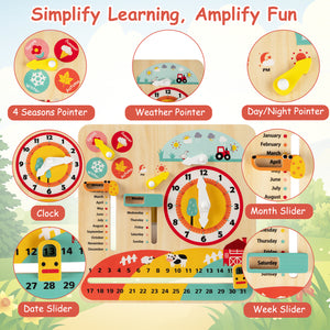 Preschool learning calendar with colorful interactive sliders
