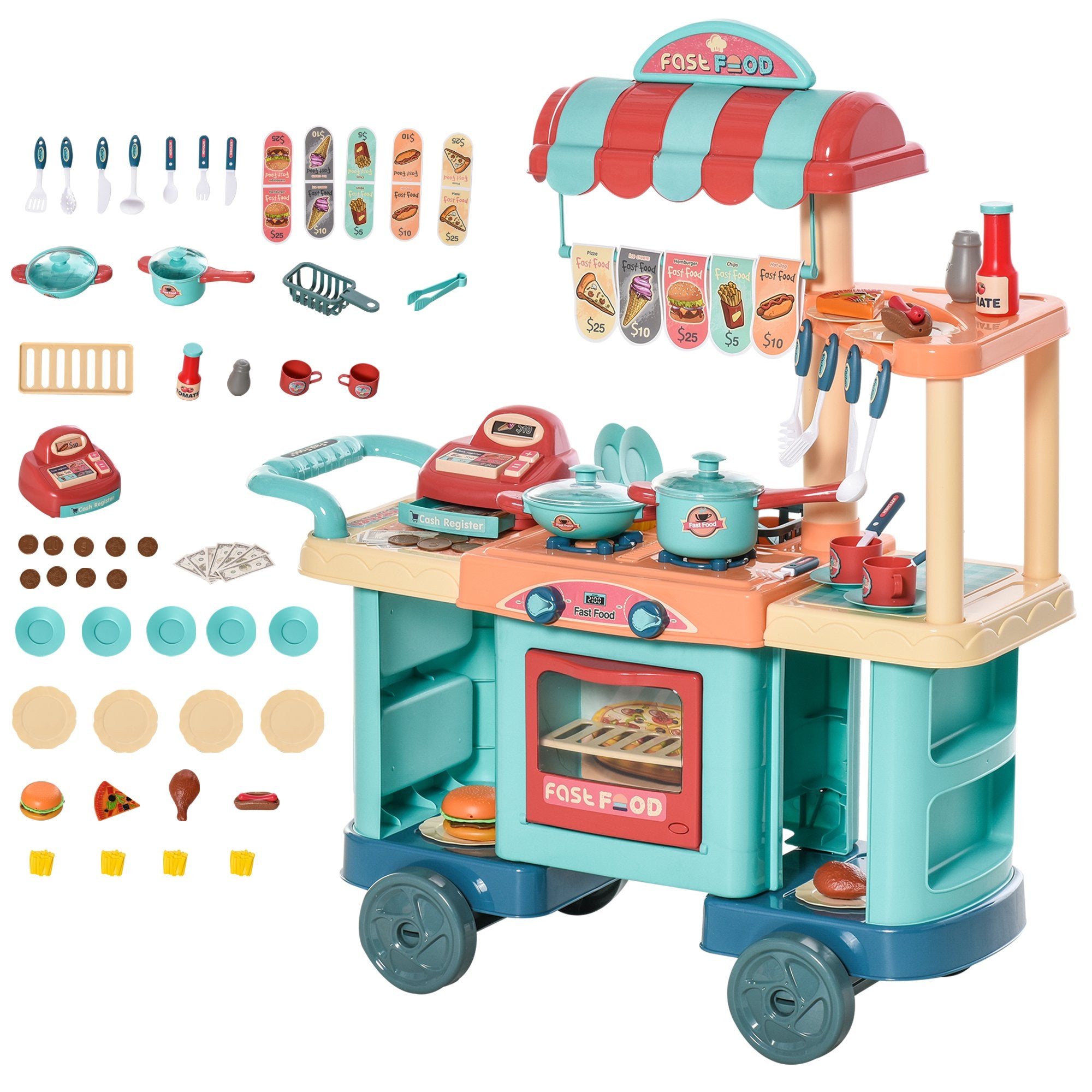Pretend cooking and shopping playset for kids