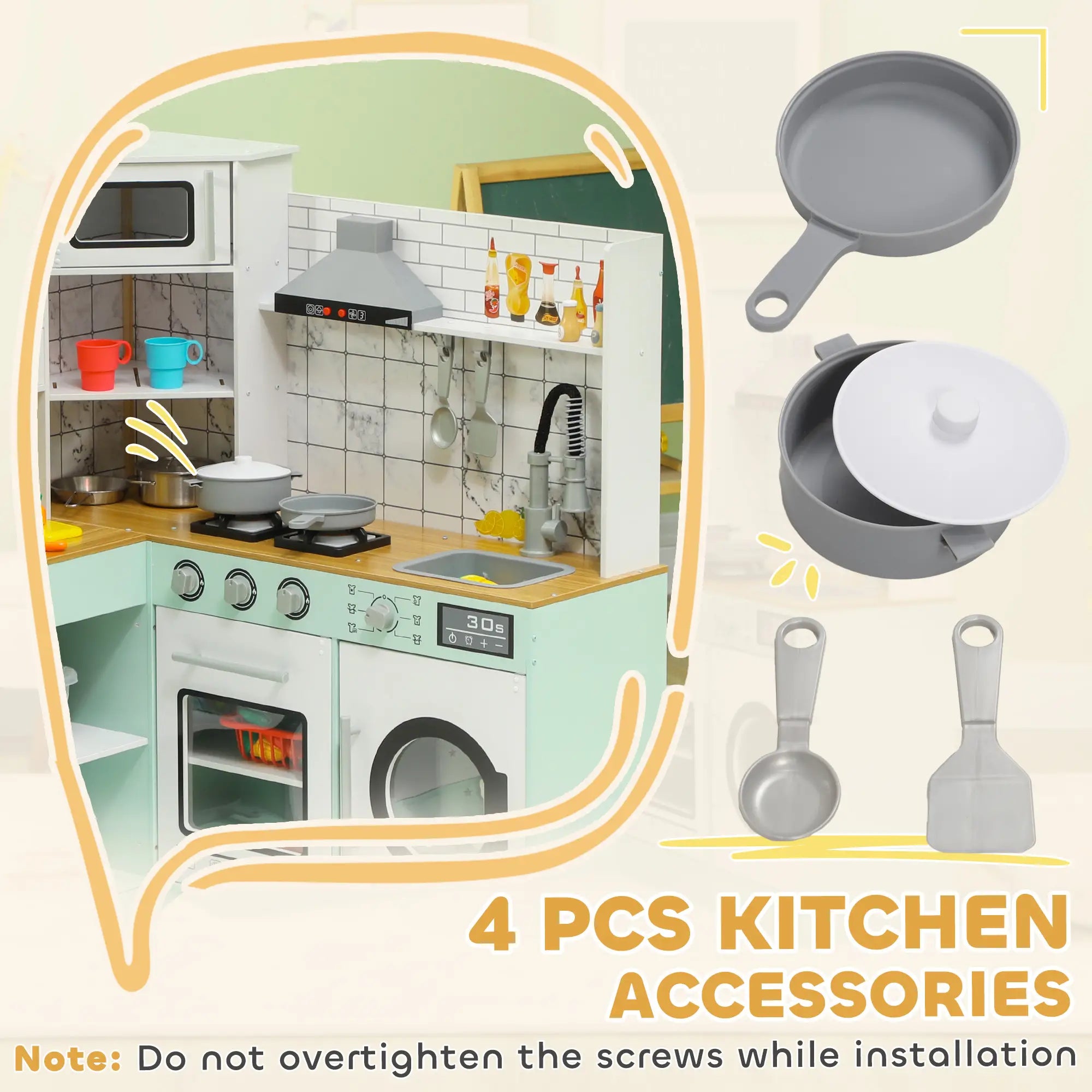 Pretend cooking playset for kids with sink and stove