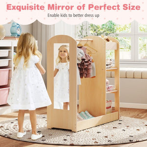 Pretend play dress-up furniture with mirror and storage shelves