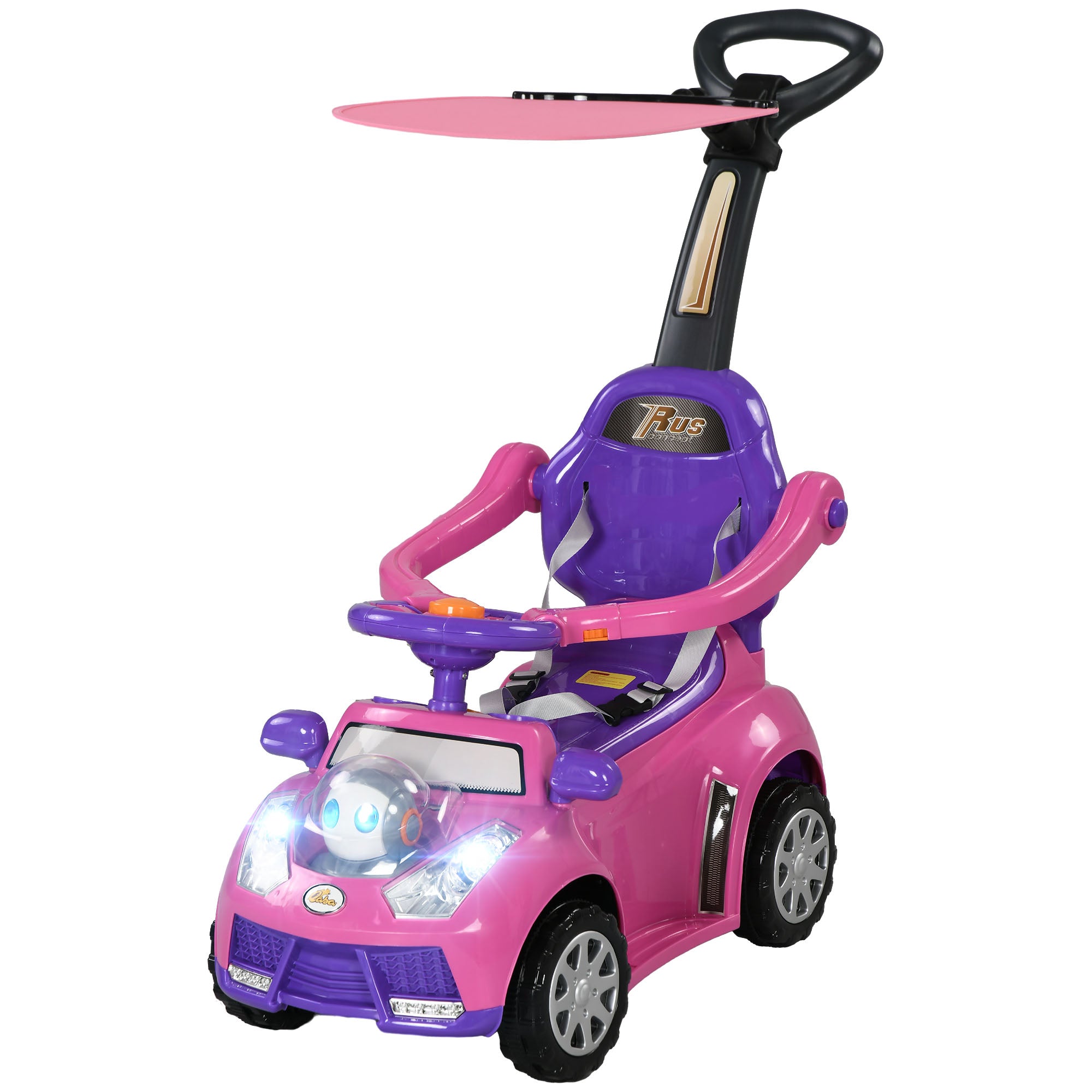 Side profile of the 3-in-1 toddler ride-on push car