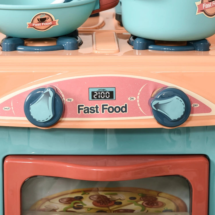 Pushable food cart toy for kids pretend cooking