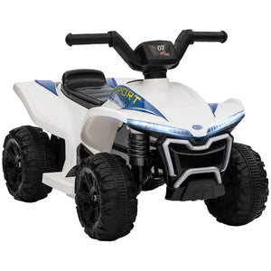Qaba 6V white kids ATV ride-on car with headlights and music for toddlers aged 18 to 36 months
