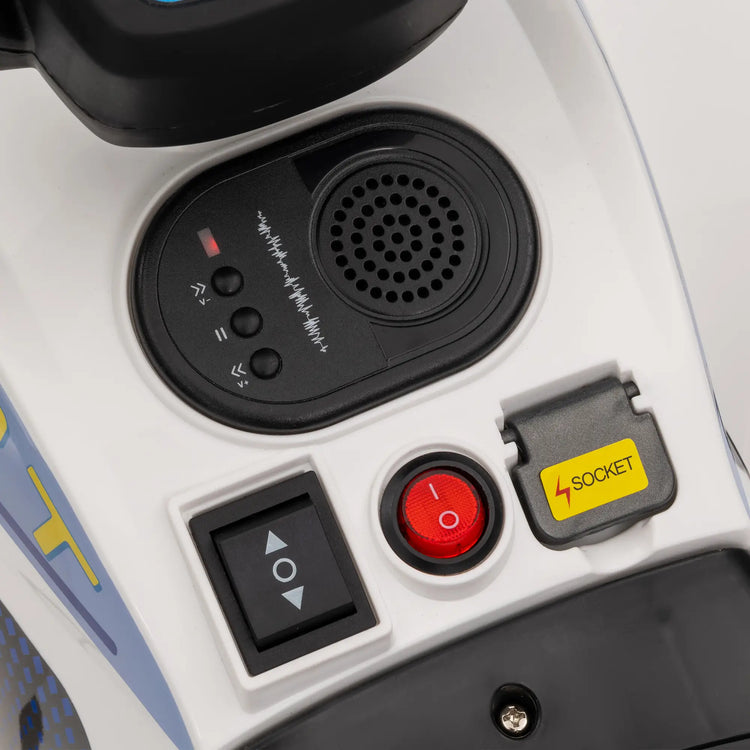 Qaba toddler ride-on ATV in white with bright LED headlights and realistic design