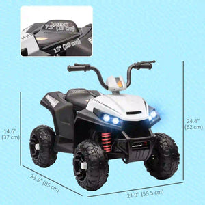 White Qaba ATV ride-on car designed for kids aged 3 to 5 years