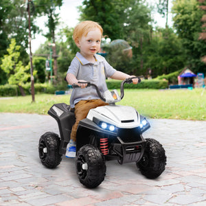 Qaba white kids ATV with dual motor system and 12V rechargeable battery
