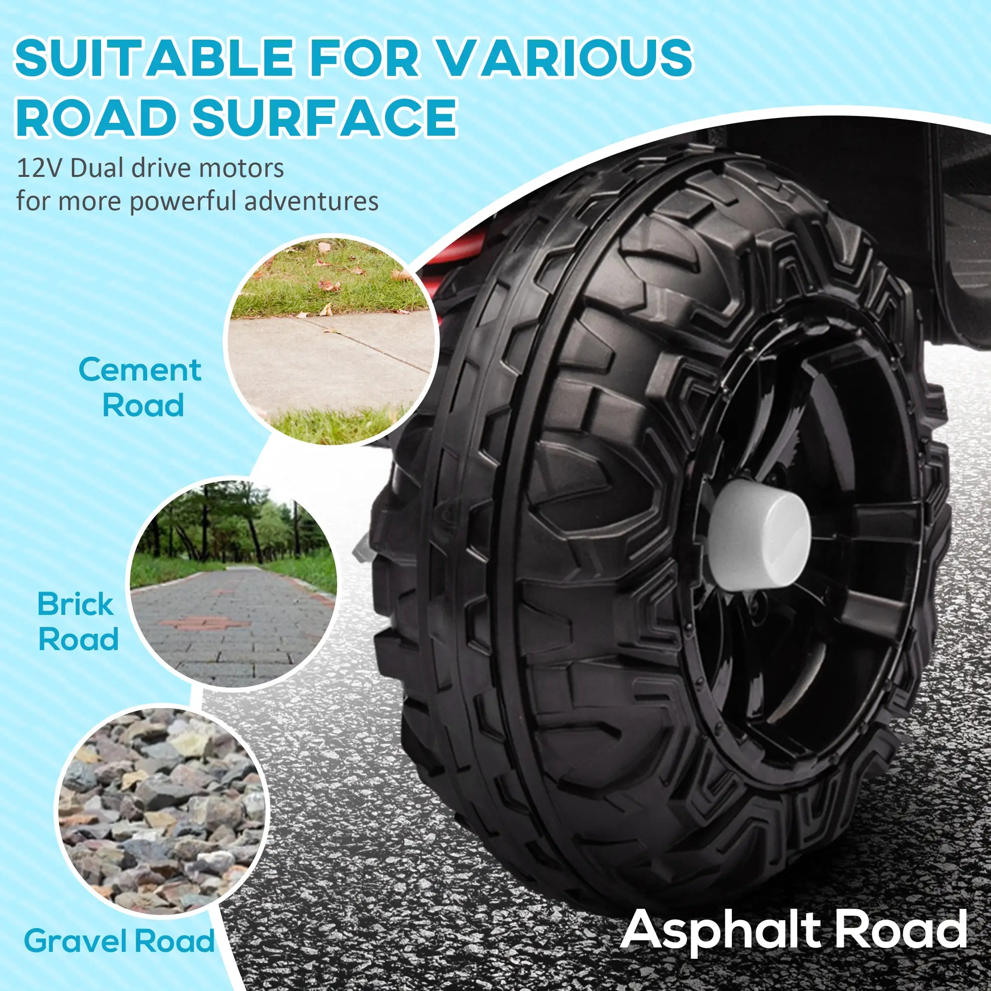 Qaba white kids electric ATV featuring built-in MP3 player and fun light music