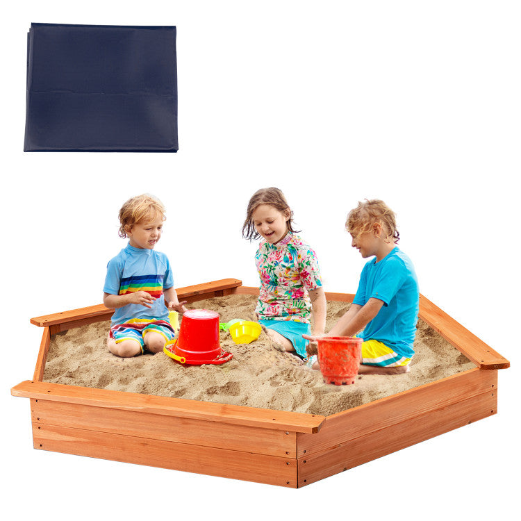 Quick assemble kids sandbox with hexagon design