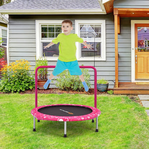 Quiet bungee cord trampoline with handle