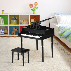 30-Key Wood Toy Kids Grand Piano with Bench and Music Rack