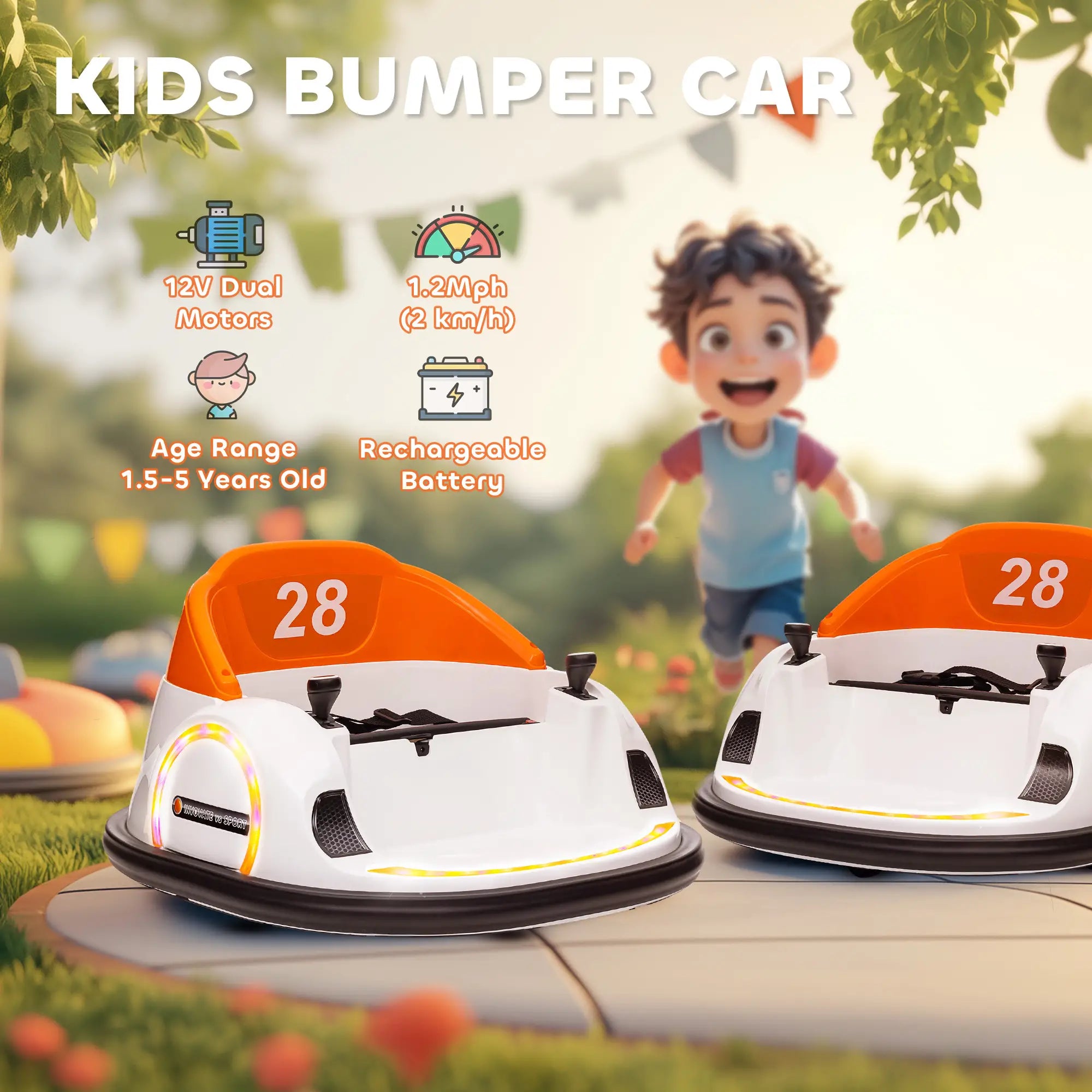 Rechargeable 12V battery-powered bumper car for kids