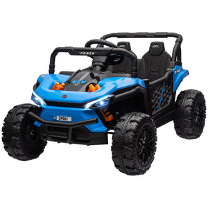 Blue and black toy off-road vehicle on a white background