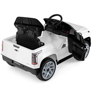 White toy truck with black interior on a white background