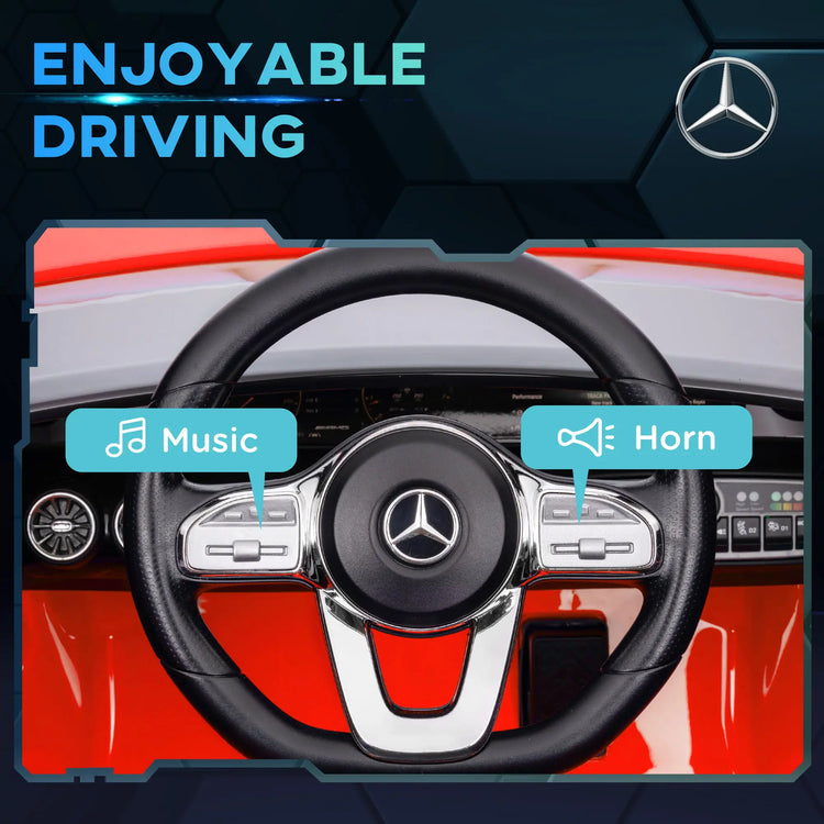 Parent using remote control for Mercedes-Benz AMG toy car.