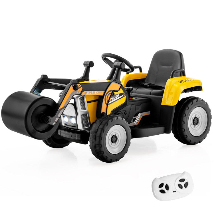 Remote controlled kids ride-on road roller vehicle