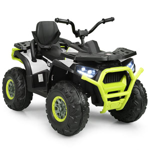 Children's ATV with black and green design on a white background