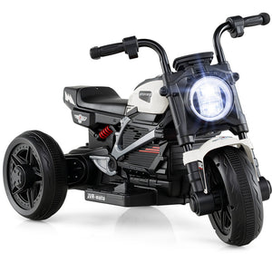 Children's toy motorcycle with lights on a white background