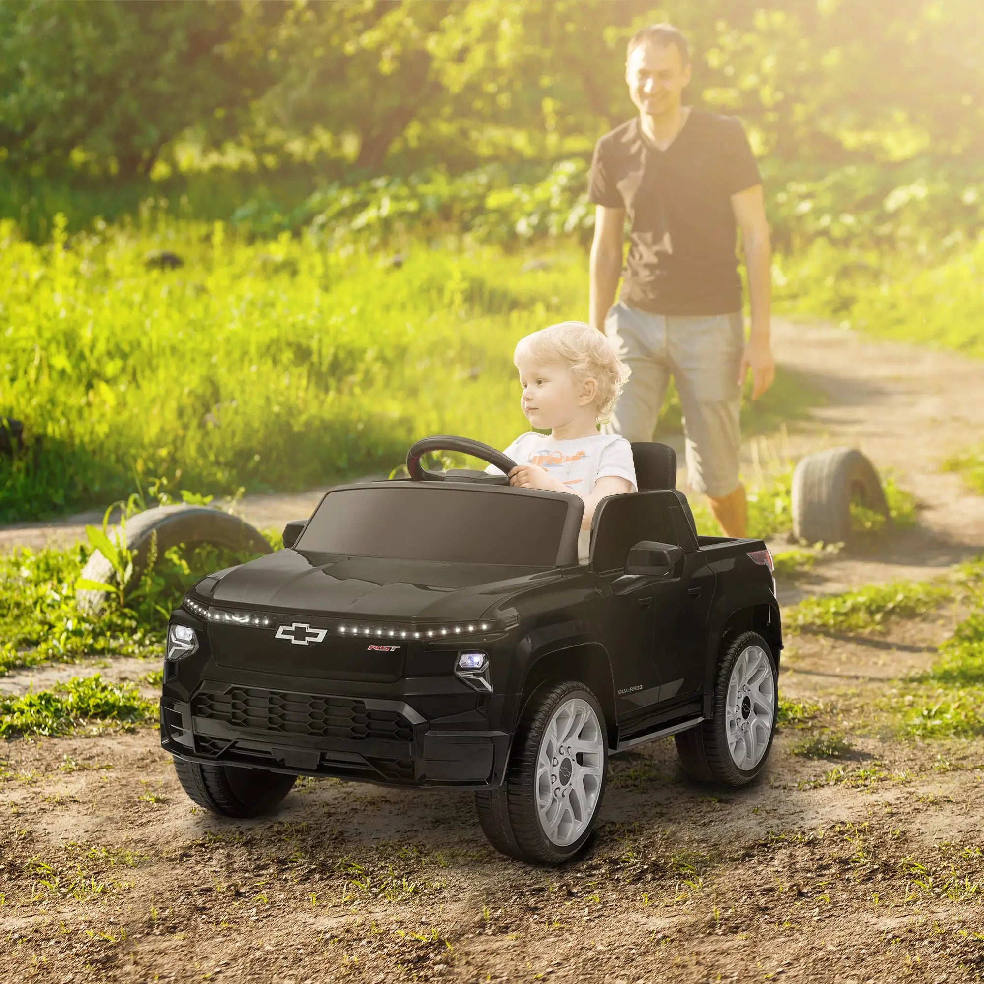 Ride-on bike for kids with 12V battery and charging port